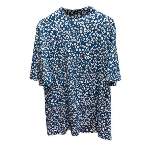 HOCOSIT Women's Floral Short Ruffle Sleeve Pleated V Neck Button Tunic Top 2X - Picture 10 of 14